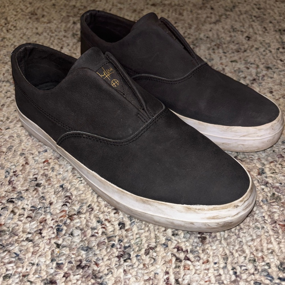 HUF Dylan Slip-On matte Black with white soles men’s size 8 with box USED